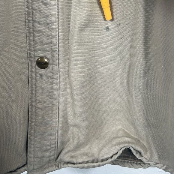 🔥🔥 Vintage CARHARTT Denim Blanket Lined Full Snap Jacket - Beige - XLT - EUC - Picture 14 of 15